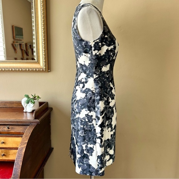 Kate Spade Leena Black White Gray Floral Dress Silk Sleeveless Sheath Size 4 - Picture 8 of 11